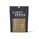 Hypnos decaf coffee by Light Speed Coffee Roasters with toasted chocolate and comforting flavors in a dark blue resealable bag